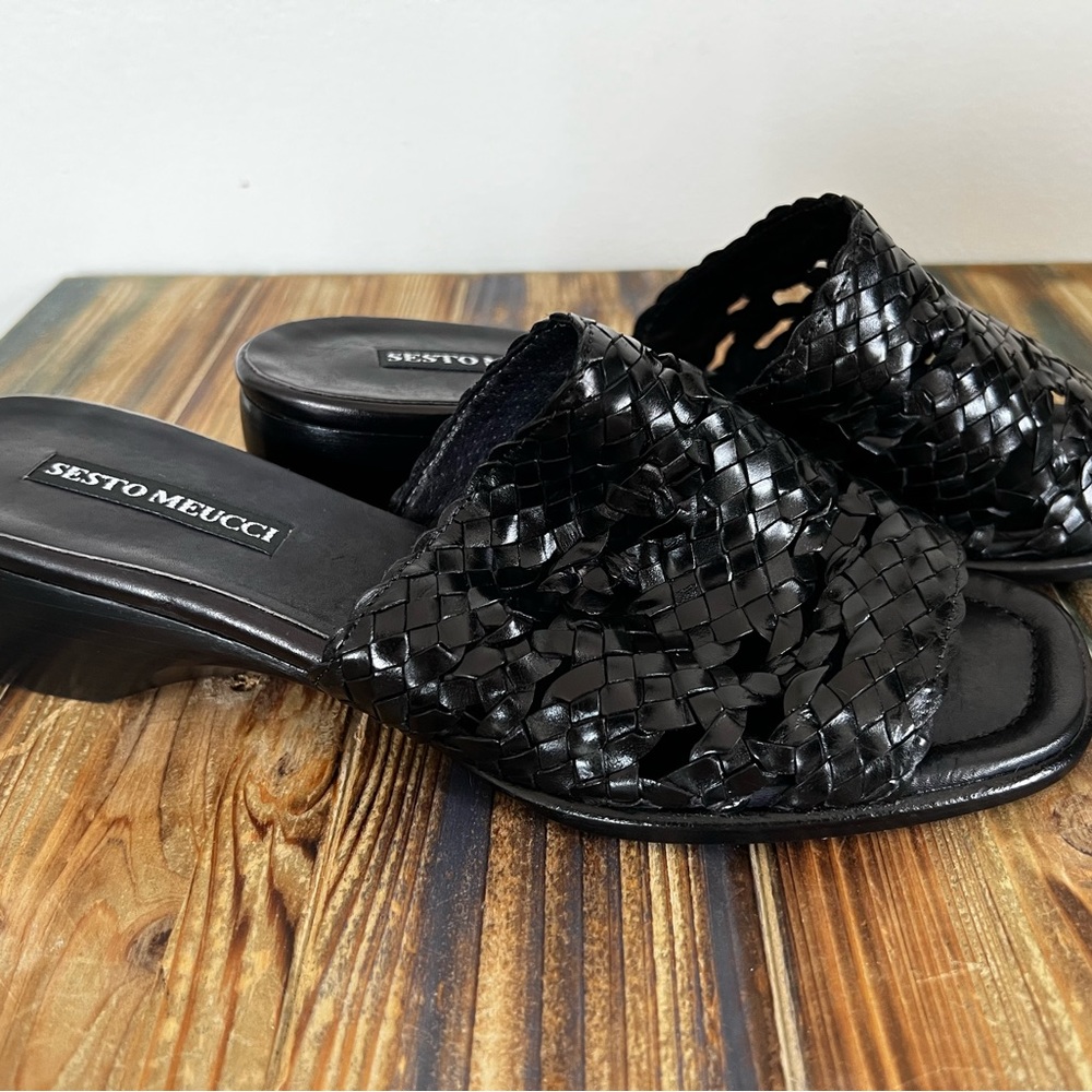 Sesto Meucci Open Toe Black Mule Size 7.5